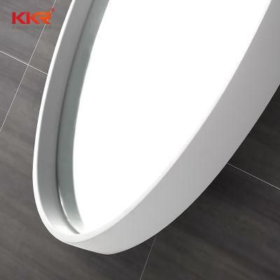 Stylish White Solid Surface Stone Framed Bathroom LED Mirror