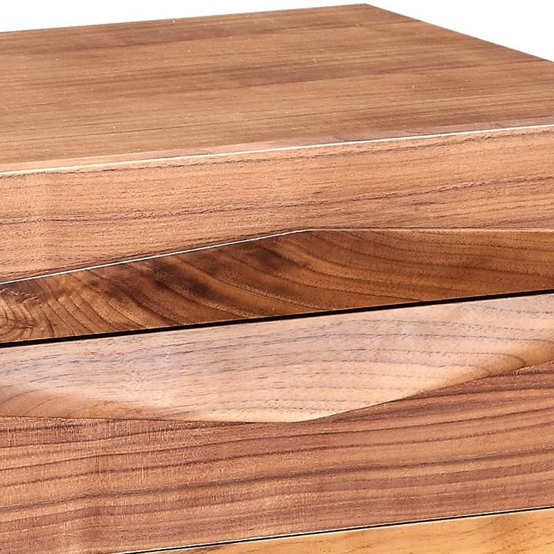 Zhida High Quality Home Furniture Modern Design Bedroom Furniture Bed Side Cabinet Brown Color Solid Wood Square Nightstand with 1 Drawer