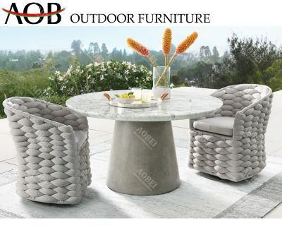 Modern Wholesale Outdoor Garden Patio Hotel Restaurant Villa Cafe Rope Dining Table Chair Furniture Set