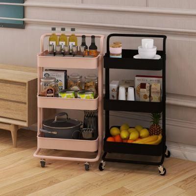 Kitchen Cart Rolling Metal Trolley Storage Shelve with Wheel