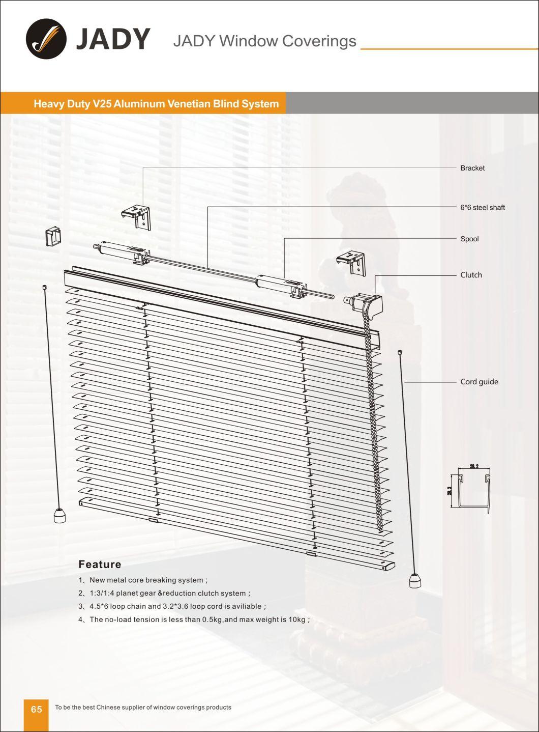 Customized Heavy Duty V25 Manual or Motorized Aluminum Blade Louver Window Venetian Blind for Venetian Blind System