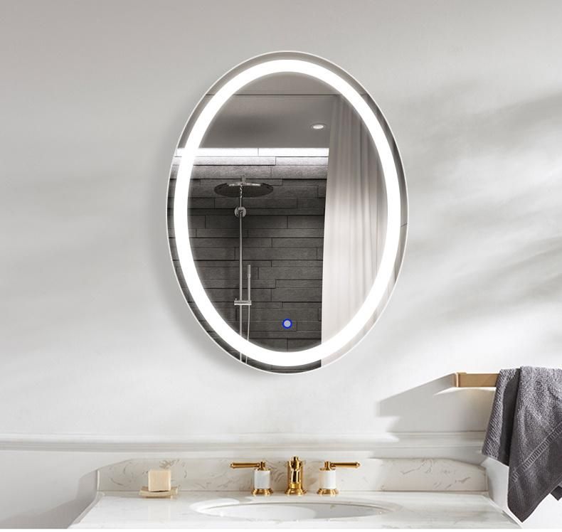 Wall-Mounted LED Dimmable Anti-Fog Oval Bath Mirrors