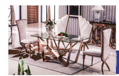 Creative Design Golden Glass Dining Table Lunxury 12mm Thick Tempered Glass Modern Dining Table