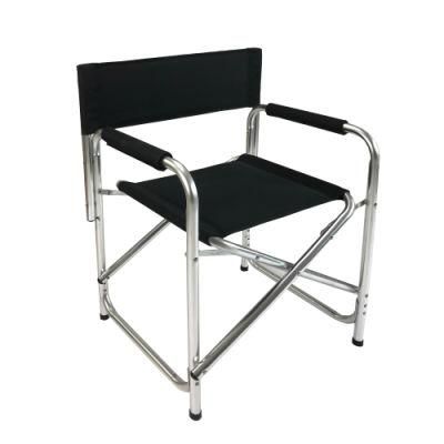 Portable Black Aluminum Folding Director Chair with Side Table