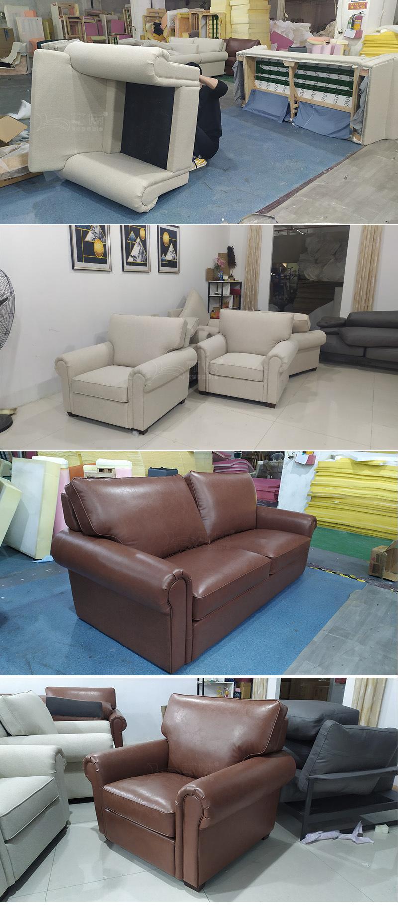 Rolled Arm Lancaster Leather Sofa Set Loose Back Fabric Couch Seating Modern Upholstered Home Furniture for Living Room