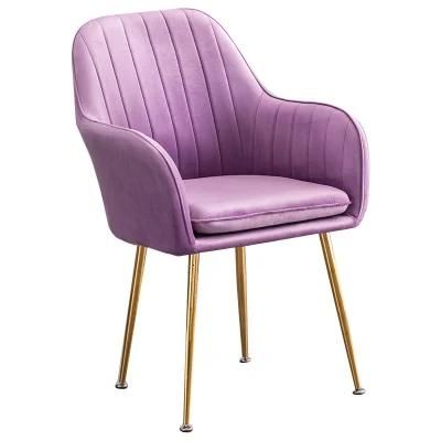 Modern Style Furniture Dining Room Chair Metal Legs Velvet Fabric Upholstered Dining Chairs