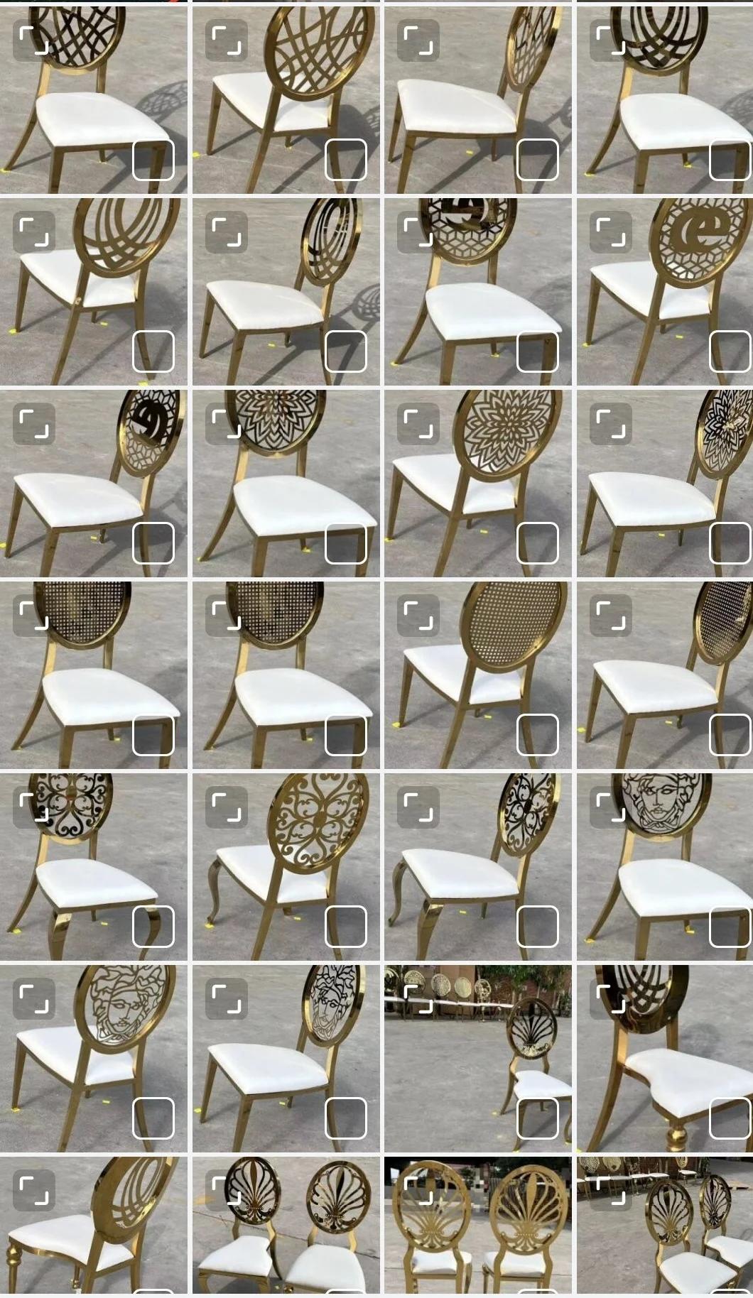 Modern Hotel Furniture Dome Back Stacking Banquet Chair Dining Chair Outdoor Garden Restaurant Gold Metal Chair for Living Room