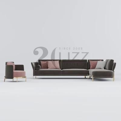 European Style Simple Home Furniture Sectional Modern Living Room L Shape Leisure Black Fabric Sofa