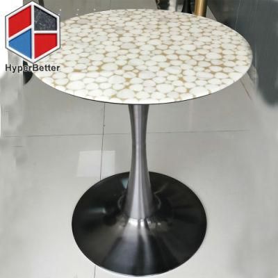 White Marble Mosaic Coffee Tables with Tulip Base