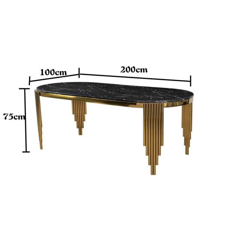 Classical High Gold Stainless Stee Leg Sintered Stone Coffee Table Modern Marble Coffee Shop Table