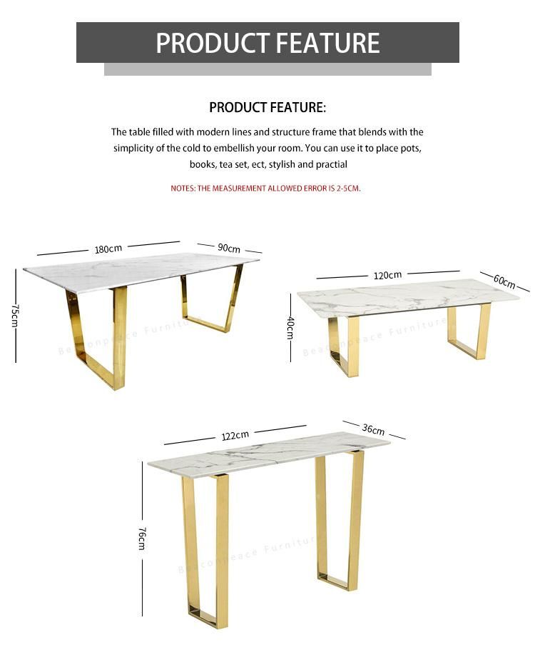 Modern Marble Top Restaurant Night Club Furniture Gold Dining Table