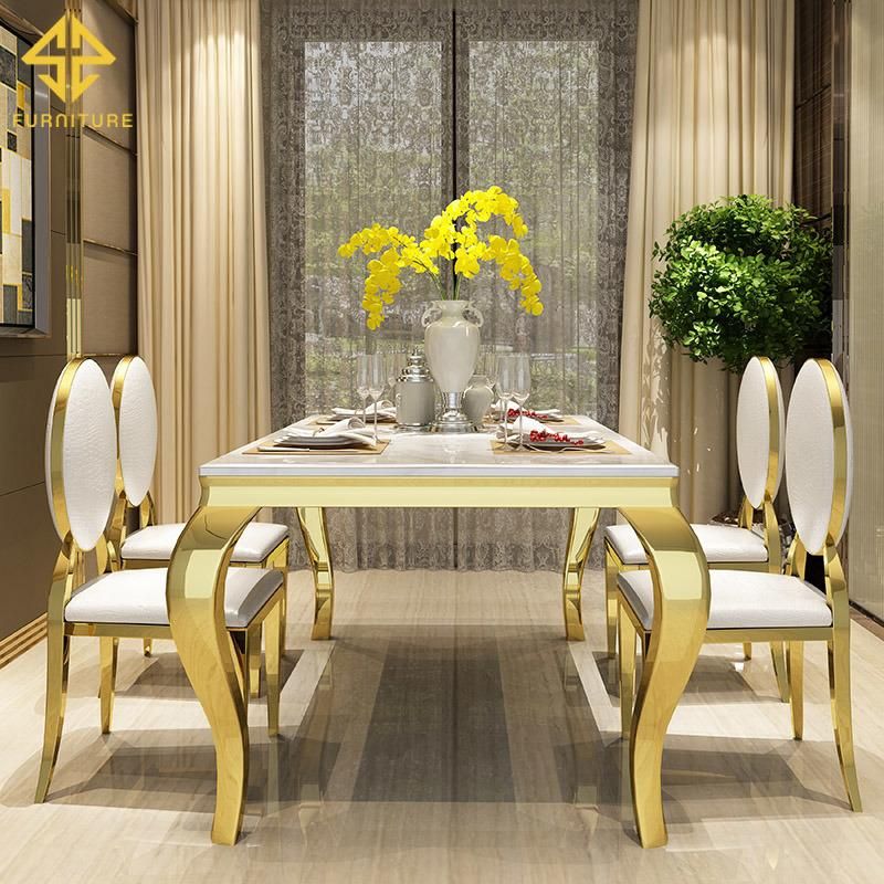 Luxury Home Decor Stainless Steel Dining Table and Chair for Home Furntiure