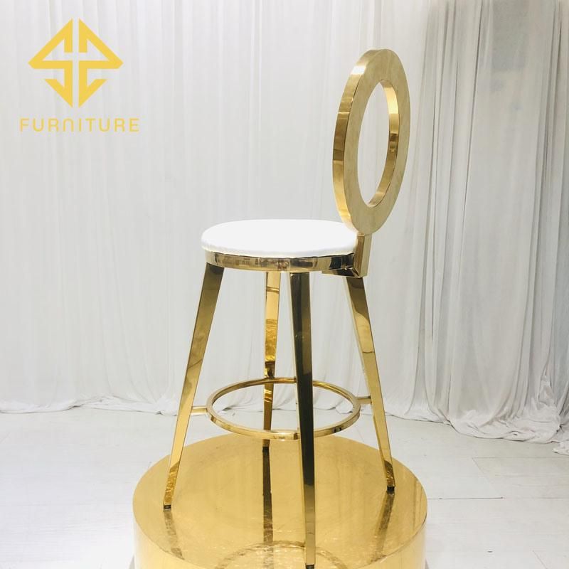 Wholesale Gold Stainless Steel Metal Frame Hotel Night Club Bar Stool Chair
