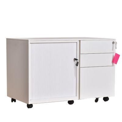 Modern Office Furniture Equipments 3 Drawer Metal Tambour Door Mobile Caddy Pedestal Storage Drawers Filing Cabinet