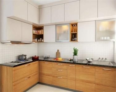 Custom Modern L Shaped Heat Resistant MDF Laminate Kitchen Cabinet