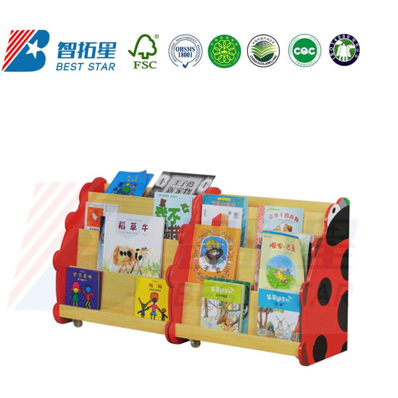 Kindergarten and Preschool Furniture, School Library Book Rack, Cartoon Kids Bookcase, Cartoon Book Storage Cabinet, Wood Display Children Storage Bookshelf