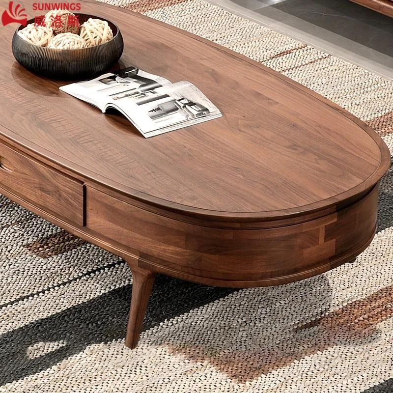 Modern and Simply Ash Solid Wood Drawer Type Tea Table Furniture for Living Room