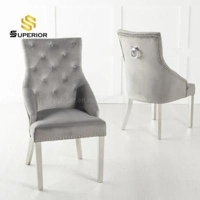 UK Modern Stainless Steel Chairs with Knocker Design for Dining Room