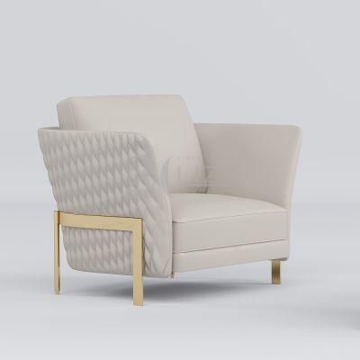 Direct Sale Contemporary Gold Feet Home Furniture Italian Design Living Room Genuine Leather Single Sofa Chair