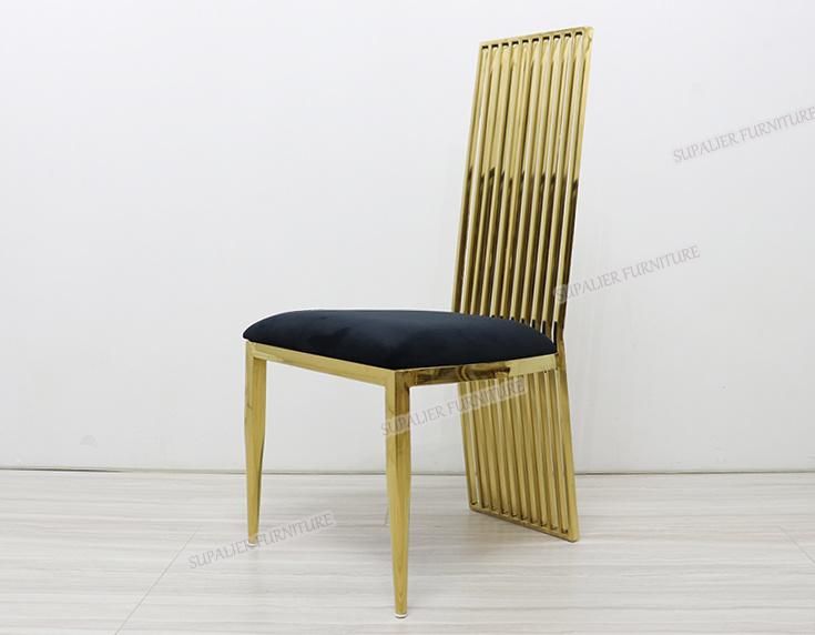 Luxury Golden High Back Stainless Steel Dining Chair for Wedding