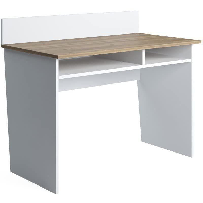 Modern Engineered Wood Office Desk with Storage in Oak