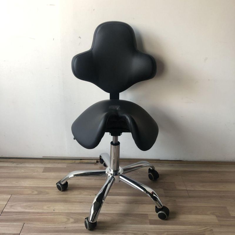Massage Tools Rolling Saddle Stool with Back Support